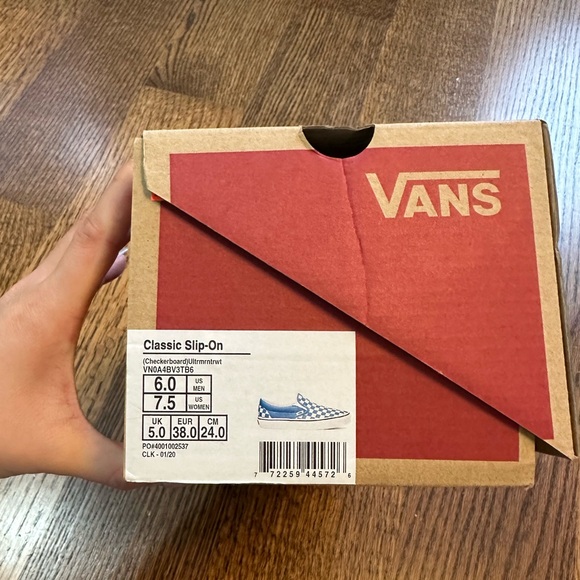 vans slip ones in blue checkered print in women’s size 7.5/men’s size 6 - Picture 4 of 4